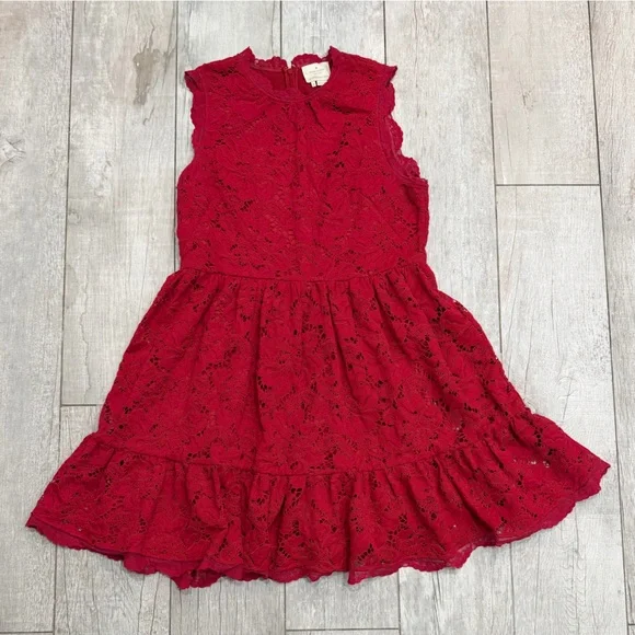 Kate Spade Red Lace Fit & Flare Dress Poppy Field Size 16 EUC - Picture 6 of 10